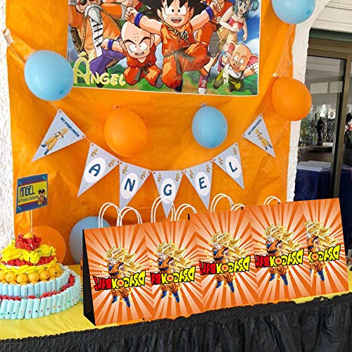 24 Pcs Bolsas de Papel Dragon Ball Party Bag Bolsas de Regalo Navidad, Goku Bolsas de Papel Kraft navideño Bolsas para Chuches Bolsas Regalo Papel,Cajas de Regalo