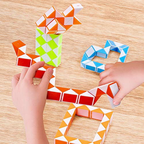 24 Piezas Rompecabezas de Serpiente Cubo Mágico, Juguete Snake Puzzle 24 Bloques para Niños| Colores Vibrantes, Robusto| Premios Juego Rellenos Piñata Bolsas Regalo Regalar Fiesta Cumpleaños Navidad.