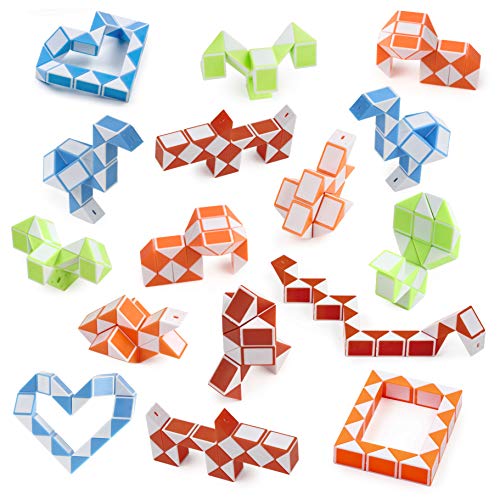 24 Piezas Rompecabezas de Serpiente Cubo Mágico, Juguete Snake Puzzle 24 Bloques para Niños| Colores Vibrantes, Robusto| Premios Juego Rellenos Piñata Bolsas Regalo Regalar Fiesta Cumpleaños Navidad.