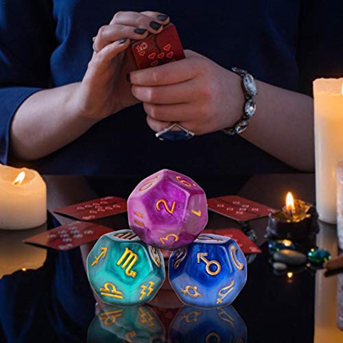 3 Dados De Juego De Mesa De 12 Caras, Juego De Dados Poliédricos Surtidos De Resina, Dados De Runa De Constelación De Tarot De Adivinación De Estrellas, Para Juegos De Rol De Mesa De Adivinación