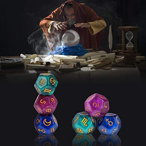 3 Dados De Juego De Mesa De 12 Caras, Juego De Dados Poliédricos Surtidos De Resina, Dados De Runa De Constelación De Tarot De Adivinación De Estrellas, Para Juegos De Rol De Mesa De Adivinación