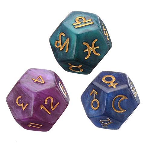 3 Dados De Juego De Mesa De 12 Caras, Juego De Dados Poliédricos Surtidos De Resina, Dados De Runa De Constelación De Tarot De Adivinación De Estrellas, Para Juegos De Rol De Mesa De Adivinación