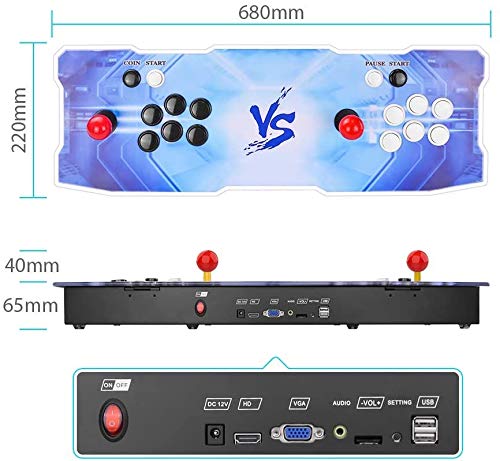 [3400 Juegos clásicos] 3400 Juegos Retro Consola Maquina Arcade Video 2 Jugadores Pandora's Box 12 1280x720 Full HD VGA/HDMI/USB