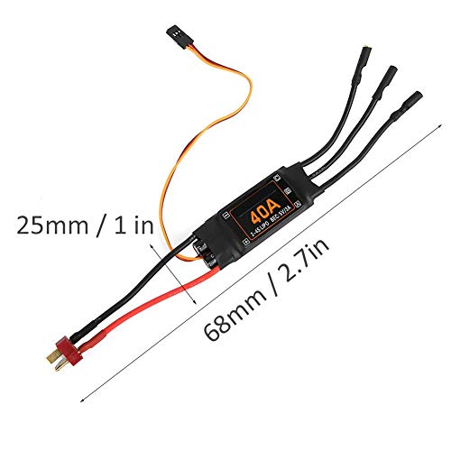 40A ESC, Controlador de Velocidad 40A ESC sin escobillas con protección de Corte de bajo Voltaje RC Drone Helicopter Upgrade Parts Accesorios(Negro)