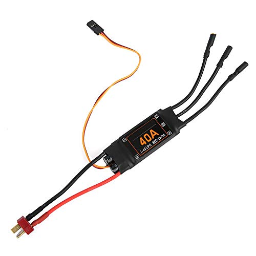 40A ESC, Controlador de Velocidad 40A ESC sin escobillas con protección de Corte de bajo Voltaje RC Drone Helicopter Upgrade Parts Accesorios(Negro)