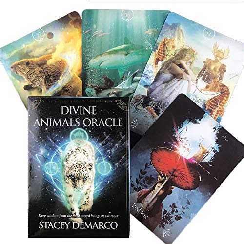 44pcs Divine Animals Oracle Tarot Cards Juego de Mesa de adivinación, inglés Completo, con descripción de guía en PDF, Tarjetas de Juego Creativas, Juego de Mesa para Fiestas Familiares