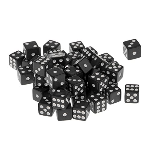 50 Piezas Juegos de Mesa Dados de 6 Caras Acrílico TRPG 12mm Color Negro