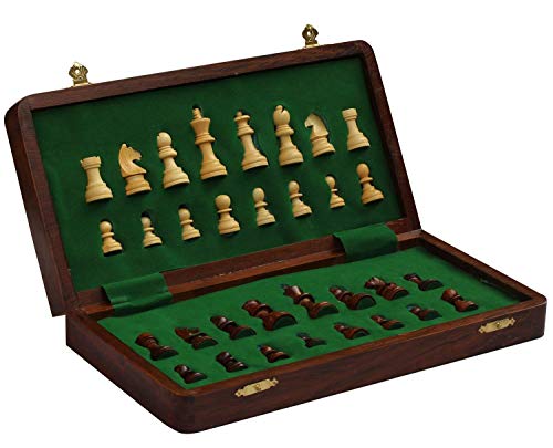 AB hadicrafts 10x10 Inch Chess Set - Magnetic Folding Chess Game - Fine Wood Classic Handmade Standard Staunton Ultimate tournament Rosewood Chess Board