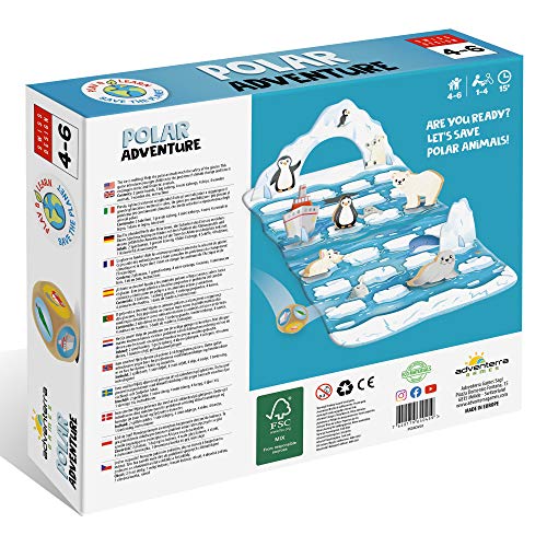 Adventerra Games Juego de mesa Polar Adventure | Juegos de mesa para niños fabricados en Europa con materiales de alta calidad reciclados y reciclables al 100%. Juegos Montessori Juegos educativos