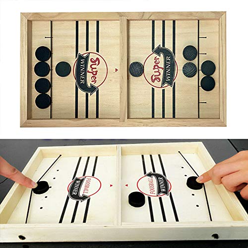 AETOSES Juego de Mesa Fast Sling Puck, Juegos de Mesa de Ritmo Sling Puck Winner, Juegos de Mesa portátiles de Madera con múltiples mesas de Interior para niños y familias