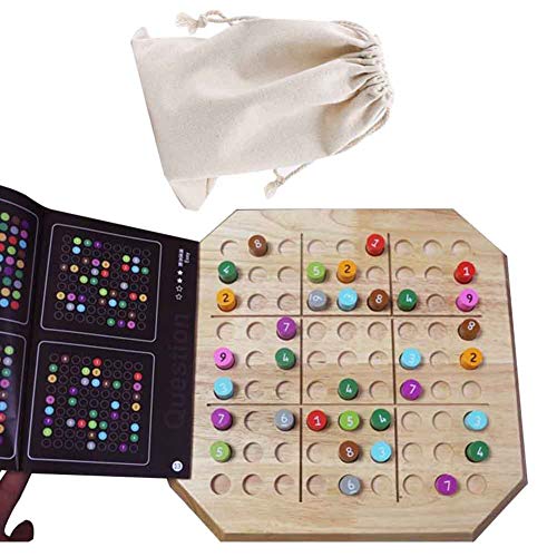 ALEOHALTER Memory Match Stick Chess, Sudoku de Madera Juego de ajedrez, Dígitos 1 a 9 Sudoku Juego de Mesa Ajedrez para Pensar Juego para niños Educativo