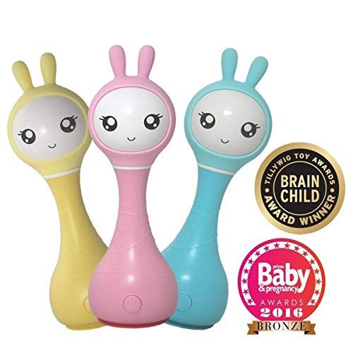 Alilo Smart Bunny (Sonajero Inteligente para Bebés) Multilingual: Español, Inglés, Francés, Alemán, Italiano - Baby Rattle Gift Media Player Shake & Tell - Fuscia