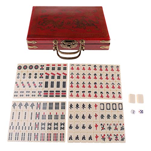 allforyou Mini Juego de Mesa de Viaje China Antique Mahjong en Caja de joyería Caja Diversión Juguetes