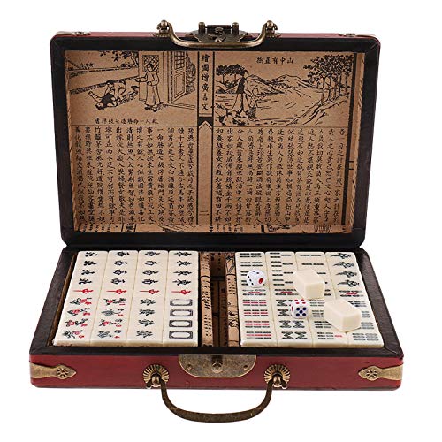 allforyou Mini Juego de Mesa de Viaje China Antique Mahjong en Caja de joyería Caja Diversión Juguetes