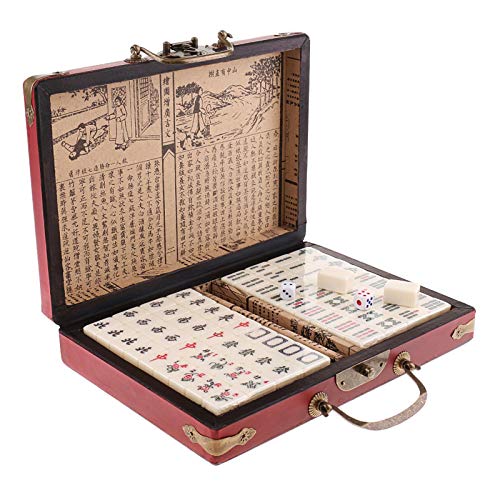 allforyou Mini Juego de Mesa de Viaje China Antique Mahjong en Caja de joyería Caja Diversión Juguetes