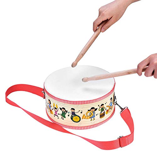 Alomejor Kids Drum Wood Toy Drum Set con Correa de Transporte y Pegatinas para Niños y Niños Pequeños