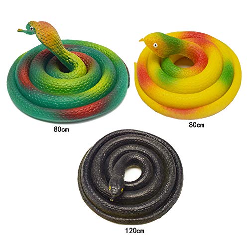 Amasawa 3 Piezas Serpientes de Goma,Juguete de Serpiente,Accesorios de jardín para asustar a los pájaros, bromas, Fiesta de Halloween,Regalo Interesante Juguete Broma