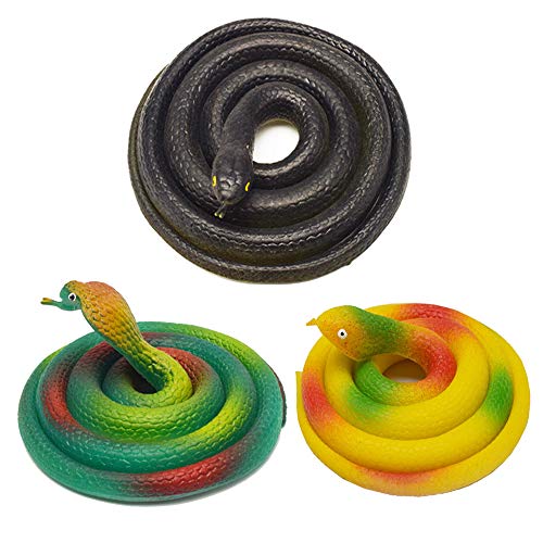 Amasawa 3 Piezas Serpientes de Goma,Juguete de Serpiente,Accesorios de jardín para asustar a los pájaros, bromas, Fiesta de Halloween,Regalo Interesante Juguete Broma