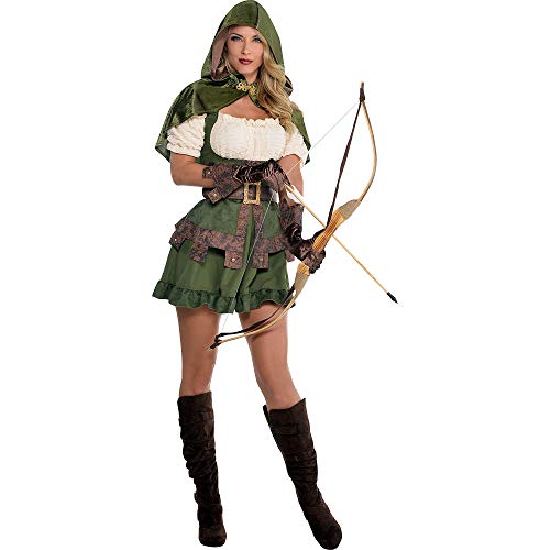 amscan Costume with Attached Size PC Disfraz de Miss Robin Hood con Capucha adjunta, Talla XL, 1 Unidad, Multicolor, Ladies 16-18 (847031)