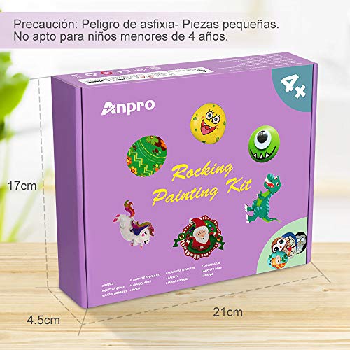 Anpro Juego de Pintura Rupestre, Juego de Manualidades para Niños, Pintura Impermeable, Varios Regalos Navideños