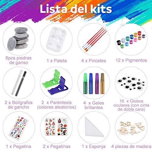 Anpro Juego de Pintura Rupestre, Juego de Manualidades para Niños, Pintura Impermeable, Varios Regalos Navideños