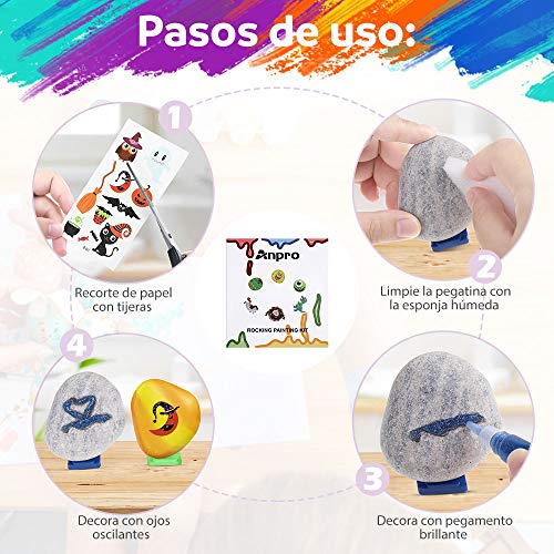 Anpro Juego de Pintura Rupestre, Juego de Manualidades para Niños, Pintura Impermeable, Varios Regalos Navideños