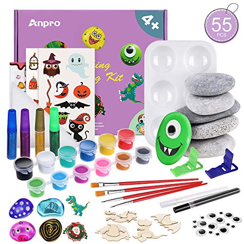 Anpro Juego de Pintura Rupestre, Juego de Manualidades para Niños, Pintura Impermeable, Varios Regalos Navideños