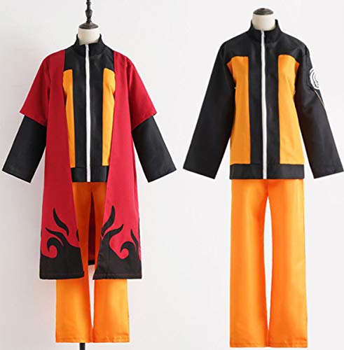 AOGD Anime Naruto Shippuden Uzumaki Naruto Séptima generación Cosplay Disfraz Fiesta de Carnaval de Halloween Vestidos Naruto Capa Adulto Unisex Niños Ninja Conjunto