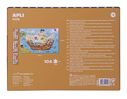 APLI Kids- Barco Pirata Puzle Observation, 104 Piezas, Multicolor (17917)