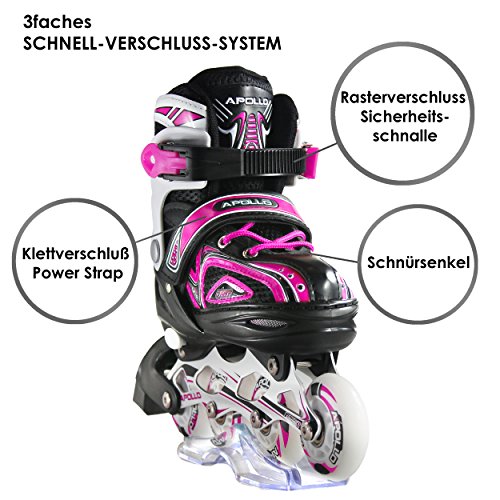 Apollo Super Blades X Pro, tamaño S,M,L, Inline Skates con Ruedas Luminosas LED