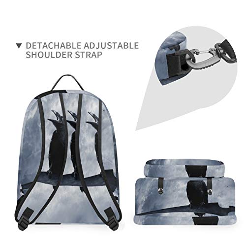 Arte Cuervo Negro Mochilas Escolar Impermeable Mochila Escolares Bolso con Mensajero para Estudiante Niñas Niños