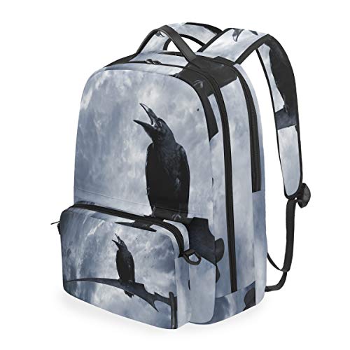 Arte Cuervo Negro Mochilas Escolar Impermeable Mochila Escolares Bolso con Mensajero para Estudiante Niñas Niños