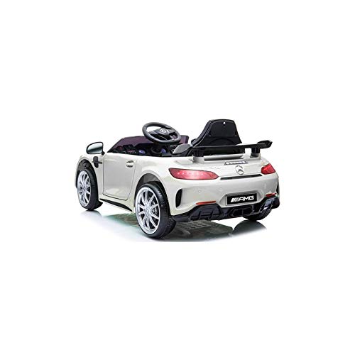 ATAA Coche eléctrico para niños Mercedes GTR 12v con Licencia - Coche de batería con Mando Control Remoto para Padres - Blanco