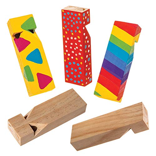 Baker Ross- Silbato de madera (Pack de 5) Silbatos de plástico perfectos para bolsas de regalo para niños, fiestas de Halloween, relleno de piñata o regalos de cumpleaños