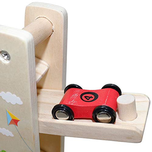 Baobë Juguetes de Pista de Madera, Juegos de Coches, Juguetes de Madera para Niños Haga Clic en la Pista de Clack con * 4 * Coches, Regalos Educativos para Niños Pequeños