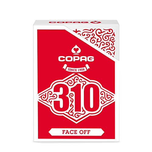 Baraja de Cartas Copag 310 Face Off Red Slimline - Baraja con Caras Blancas y Dorso Rojo