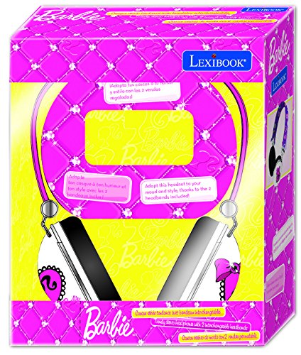 Barbie - Auriculares con Bandas Intercambiables, Color Rosa/Blanco (Lexibook HP020BB)