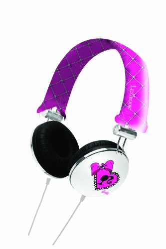 Barbie - Auriculares con Bandas Intercambiables, Color Rosa/Blanco (Lexibook HP020BB)