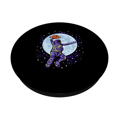 Basketball Astronaut Slam Dunk Space Moon Science Sport Gift PopSockets PopGrip: Agarre intercambiable para Teléfonos y Tabletas