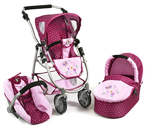 Bayer Chic 2000 637 29 Carrito para muñecas, 3 en 1, Color Morado, Lila/Rosa