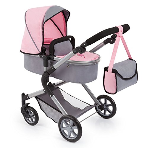 Bayer Design-18108AA Cochecito de Muñecas City Neo con Bolso Cambiador, Transformable, altura regulable, plegable, moderno, color gris, rosa con hada (18108AA)