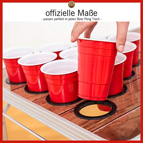 BeerBaller® - Juego de 50 vasos rojos de cerveza y 3 bolas de pong de cerveza, 473 ml, diseño retro americano para tu fiesta de estudiante, festival y torneos de Beerpong