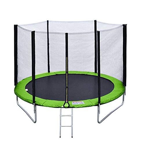 BENEFFITO Saltar - Trampolín Reversible - Red de protección con Cremallera - Altura del Suelo 76 cm - Verde Azul - Diámetro 305 cm