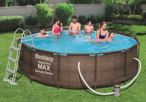 Bestway Steel ProMAX Deluxe Series Pool Set Juego de Piscinas con Marco de Acero con Bomba de Filtro, marrón, 366 x 100 cm