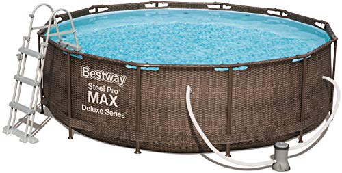 Bestway Steel ProMAX Deluxe Series Pool Set Juego de Piscinas con Marco de Acero con Bomba de Filtro, marrón, 366 x 100 cm