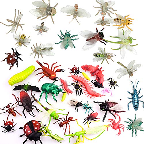 BESTZY 37pcs Insectos plástico para niños Figuras Insectos Juguetes con Pegatina Pared Colorida Mariposa para educación