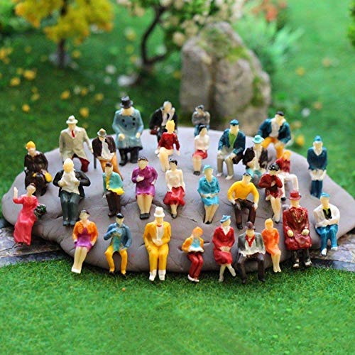 BESTZY 50pcs Mix Pintado Cifras Pasajeros Tren Modelo Personas Park Street para Maqueta Ferroviaria Trenes Scenescapes Plataforma Pasajeros Figuras Miniatura( 1:50)