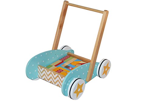 BeToys - 131992 - Carrito y Juego de construcción de Madera - Multicolor