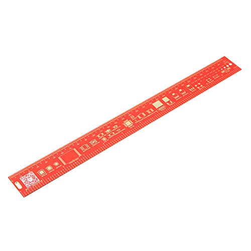 BliliDIY 30Cm Multifuncional Regla De PCB Herramienta De Medición Resistor Condensador Chip IC SMD Diodo Transistor Paquete Stocks Electrónicos - Rojo