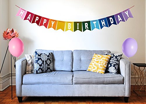 Blue Panda Happy Birthday Banners - Juego de 4 Piezas - Incluye 1 Banner de cumpleaños de Fieltro 3 Banderines de Fieltro - Niños, niñas, Adultos adecuados - Decoración de cumpleaños de Rainbow